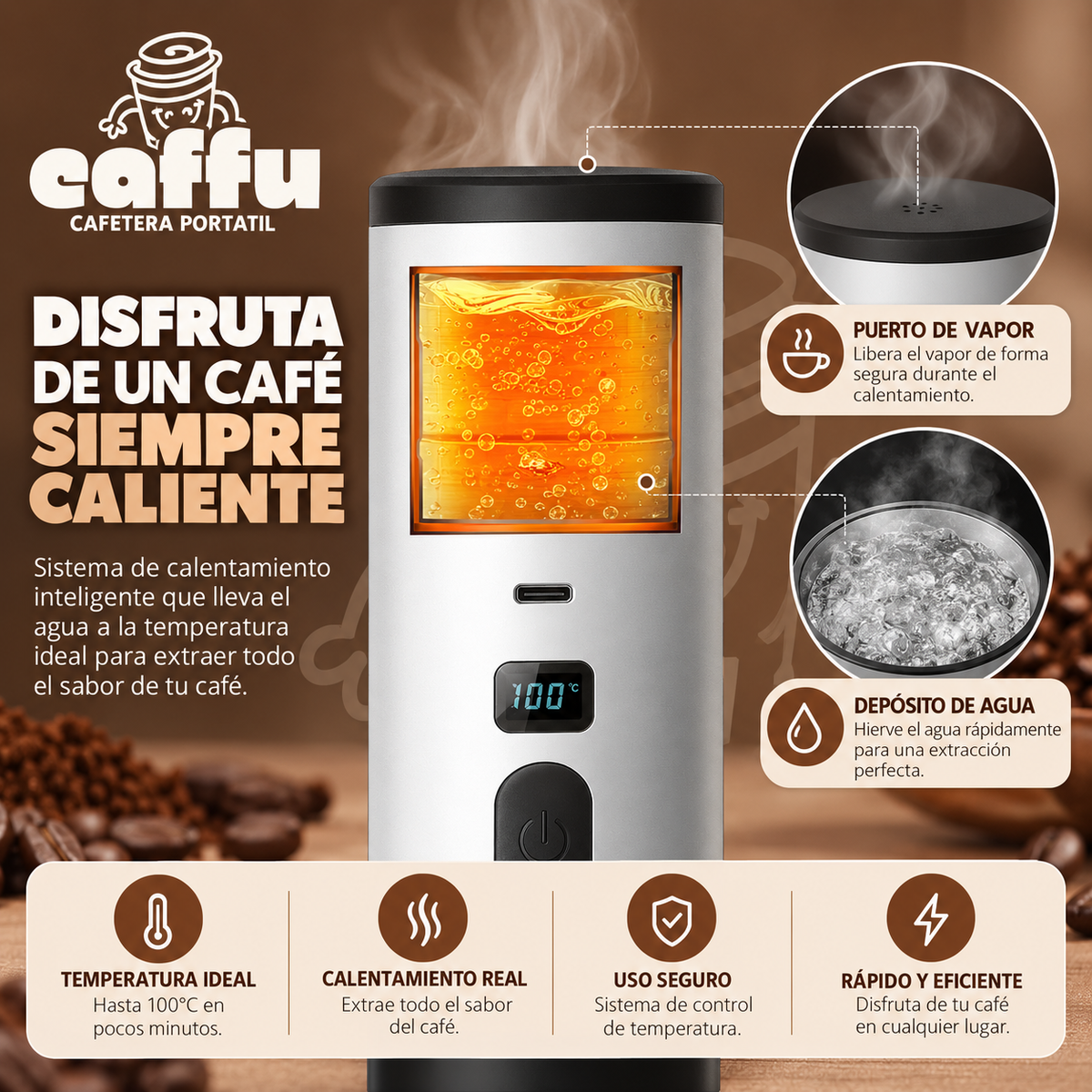 CAFFU Cafetera Portátil 3 en 1
