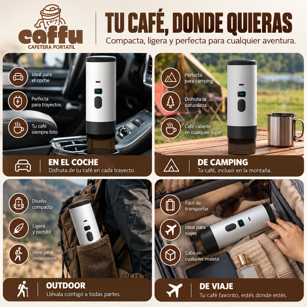 CAFFU Cafetera Portátil 3 en 1